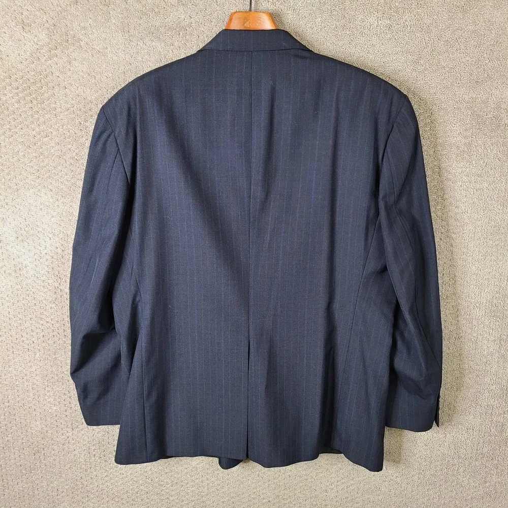 Towncraft Jacket Mens 48R Blue Red Green Striped Blazer 2 Btn Worsted Wool Blend